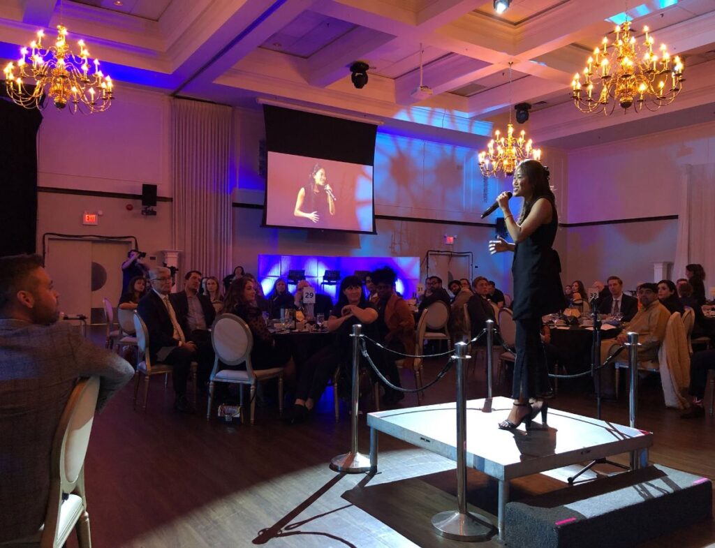 Amanda Nguyen of Boardball Inc delivers a winning pitch at LiONS LAIR 2022